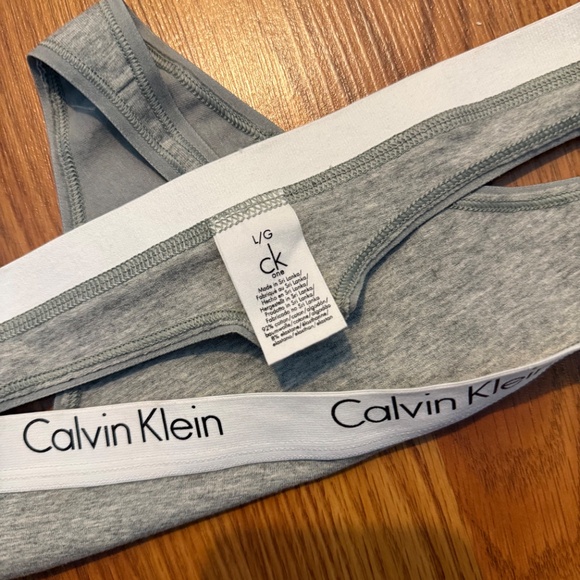 CALVIN KLEIN Womens Grey Cotton Thong NWT L Large - Picture 3 of 4
